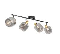Qazqa zuzanna - Spot plafond, plafonnier - 4 lumière - L 102 cm - Noir et Or - Moderne - éclairage intérieur - Salon I Chambre I Cuisine I Salle à manger