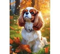 QAZWSX Kit de peinture diamant 5D Charlie Spaniel, pour adultes ou débutants, animaux de la forêt, peinture numérique, convient pour mur, décoration de jardin ou cadeau, 30,5 x 40,6 cm