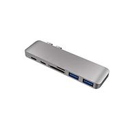 QAZWSXED LESANGBAIHUODIAN USB C HUB 6 en 1 Adaptateur de hub USB Type C Dongle Compatible Ajustement Compatible pour MacBook Pro 13 15 Thunderbolt 3 USB C (Color : Gray)