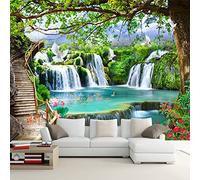 QAZWSXED Papier peint 3D, forêt verte cascade Nature paysage 3D papier peint mural salon chambre photo papier peint