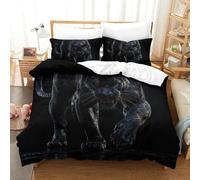 QazwYu Black Panther Housse De Couette, Parure De Lit avec Housse De Couettes Imprimée en 3D, Microfibre Housses De Couette, Fermeture Éclair Couette Sets Double(200x200 cm)