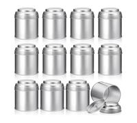 QAZWZG Boîte à thé 12 pièces avec Double Couvercle hermétique for Le Stockage des Feuilles en Vrac, Petite boîte de Cuisine 227 ML et for café Sucre pour Rangement(12pcs Sliver)