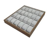 QAZWZG Boîte de Rangement Montre en Bois Grain Noyer à 24 grilles, boîte d'affichage Montre-Bracelet Organisateur Plateau pour Rangement
