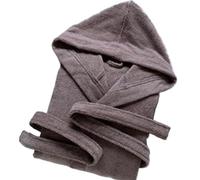 QAZWZG Peignoir en coton pur épais, couleur unie, vêtements de nuit, unisexe, manches longues, absorbant, pyjama à capuche, automne et hiver pour Accueil(Deep Khaki,XXL)