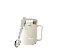 QAZWZG Tasse à boire en acier inoxydable 304, tasse café isolée Double couche avec cuillère pliante et passoire, gobelet réutilisable pour Café(450ml,Beige)