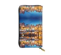 QAZWZML Amsterdam Night View Sac de rangement pour pièces de monnaie, pochette longue, sac pour téléphone portable et compartiment pour carte d'identité adapté pour les voyages et une utilisation