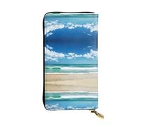 QAZWZML Beach White CloudsPrinted Clutch, Unisex Long Wallet, Coin Storage Bag Suitable for Travel and Daily Use