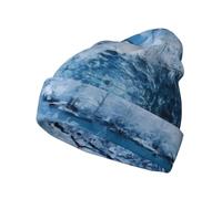 QAZWZML Beau chapeau tricoté pour adulte imprimé paysage de neige, chapeau d'hiver en tricot adapté pour les saisons froides, chaud et confortable, noir