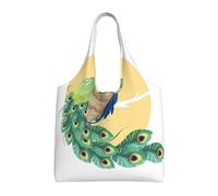 QAZWZML Beau sac en toile imprimé paon à une seule épaule, adapté pour les voyages, les trajets quotidiens ou le shopping, le fitness et le sport