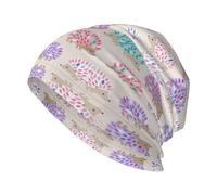 QAZWZML Bonnet de ski en tricot extensible imprimé hérisson à pois, convient pour les activités telles que la randonnée, la pêche et la course à pied, noir