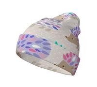 QAZWZML Bonnet en tricot à motif hérisson, chaud et extensible, convient pour les voyages, le quotidien ou pour la coordination de tenue. Noir