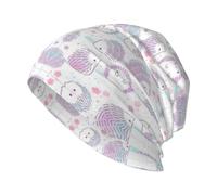 QAZWZML Bonnet en tricot extensible imprimé hérisson rose, chapeau de ski chaud, adapté pour les activités telles que la randonnée, la pêche et la course à pied