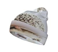 QAZWZML Bonnet tricoté à motif hérisson, chaud et extensible, convient pour les voyages, le quotidien ou comme élément de coordination de tenue. Noir