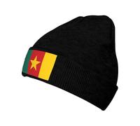 QAZWZML Bonnet tricoté noir, drapeau du Cameroun chaud imprimé, chapeau extensible sans bord, convient pour les hommes et les femmes., Noir/blanc, taille unique