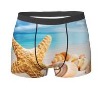 QAZWZML Boxer athlétique imprimé étoile de mer, parfait pour la course, le fitness et un usage quotidien décontracté, Noir , XL