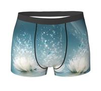 QAZWZML Boxer athlétique imprimé fleurs de lotus blanches, parfait pour la course, le fitness et un usage quotidien décontracté, Noir , XXL