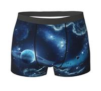 QAZWZML Boxer athlétique imprimé lune étoiles et planètes, parfait pour la course, le fitness et le quotidien décontracté, Noir , M