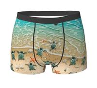 QAZWZML Boxer athlétique imprimé tortue étoile de mer, parfait pour la course, le fitness et un usage quotidien décontracté, Noir , XL