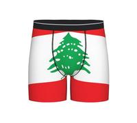 QAZWZML Boxer de sport avec motif drapeau du Liban pour homme - Élastique - Extra long - Convient pour le sport adulte, Noir/blanc, S