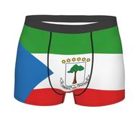 QAZWZML Boxer de sport pour homme avec drapeau de la Guinée équatoriale imprimé élastique Boxer Short respirant et cool conçu pour homme, Noir/blanc, L
