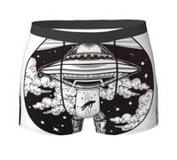 QAZWZML Boxer extensible à motif vaisseau spatial pour homme en plusieurs tailles, adapté pour un usage quotidien, Noir , L