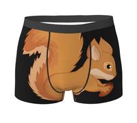 QAZWZML Boxer imprimé écureuil de dessin animé pour homme - Boxer respirant et extensible - Convient pour les voyages et le bureau, Noir , L