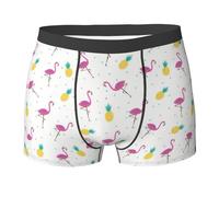 QAZWZML Boxer stretch pour homme avec motif flamant rose et ananas en plusieurs tailles, adapté pour un usage quotidien, Noir , M