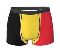 QAZWZML Caleçon boxer pour homme avec imprimé drapeau de la Belgique, extensible, noir, Medium