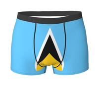 QAZWZML Caleçon boxer pour homme avec imprimé drapeau de Sainte-Lucie - Extensible, noir, Small
