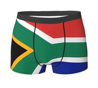 QAZWZML Caleçon boxer pour homme - Imprimé drapeau de l'Afrique du Sud - Legging extensible, noir, Medium