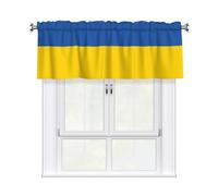 QAZWZML Cantonnière courte imprimée drapeau de l'Ukraine, installation sans perçage, convient pour les cuisines, salles de bains, buanderies.