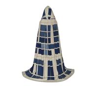 QAZWZML Cape à capuche blanche et bleue à motif quadrillé pour adolescent pour les fêtes de vacances, les costumes de sorcière et les fêtes costumées