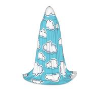 QAZWZML Cape à capuche bleue et nuages imprimée, taille M, costume de cosplay, parfaite pour les déguisements et les fêtes de fin d'année