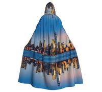 QAZWZML Cape à capuche d'Halloween pour adulte - Belle ligne de ciel de ville imprimée - Cape à capuche pour fête festive - Convient pour les décorations de scène et les fêtes de famille