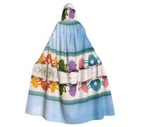 QAZWZML Cape à capuche d'Halloween pour adulte - Chaises près du ciel marin bleu - Cape de vacances imprimée pour les vacances et les costumes de personnages