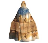 QAZWZML Cape à capuche d'Halloween pour adulte - Pyramide égyptienne dans le désert - Cape à capuche pour fête festive - Convient pour les décorations de scène et les fêtes de famille