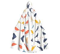 QAZWZML Cape à capuche imprimée avec posture d'oiseau debout pour Halloween, adulte, sans fermeture éclair, convient pour les fêtes de vacances et le cosplay