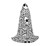QAZWZML Cape à capuche noire et blanche à motif crânes pour adolescent, pour fêtes de vacances, costumes de sorcière et fêtes costumées