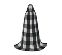 QAZWZML Cape à capuche noire et blanche à motif écossais pour adolescent pour les fêtes de vacances, les costumes de sorcière et les fêtes costumées