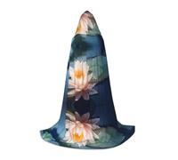 QAZWZML Cape à capuche pour adolescent motif fleurs de lotus M pour fêtes de vacances, costumes de sorcière et fêtes costumées