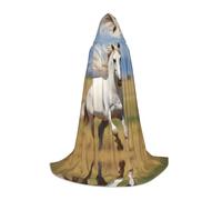 QAZWZML Cape à capuche taille M imprimée Étalon blanc, costume de cosplay, parfaite pour les déguisements et les fêtes de fin d'année