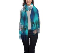 QAZWZML Châle à franges à poils longs avec imprimé lamantins des Antilles Convient pour les soirées et les mariages