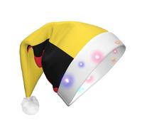 QAZWZML Chapeau de Noël imprimé drapeau de la Belgique pour adulte, chapeau décoratif lumineux, parfait pour les fêtes de fin d'année ou le Nouvel An.