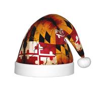 QAZWZML Chapeau de Noël vintage en bois avec motif drapeau du Maryland, chapeau décoratif pour enfants, adapté pour les fêtes de vacances et le Nouvel An