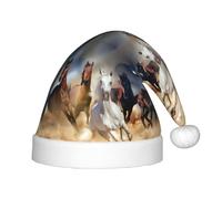 QAZWZML Chapeaux de Noël à motif cheval qui coule dans le désert tempête de désert, chapeaux de Noël pour enfants, adaptés pour les fêtes de Noël et les fêtes du
