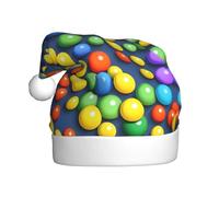 QAZWZML Chapeaux décoratifs de Noël imprimés avec boules colorées, chapeaux de Noël pour adultes, fournitures de fête pour hommes et femmes