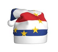 QAZWZML Chapeaux décoratifs de Noël imprimés avec drapeau du Cap-Vert, chapeaux de Noël pour adultes, fournitures de fête pour hommes et femmes