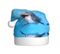 QAZWZML Chapeaux décoratifs de Noël imprimés dauphins, chapeaux de Noël pour adultes, fournitures de fête pour hommes et femmes