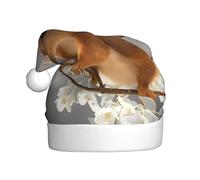 QAZWZML Chapeaux décoratifs de Noël imprimés écureuils au printemps, chapeaux de Noël pour adultes, fournitures de fête pour hommes et femmes