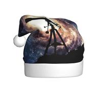 QAZWZML Chapeaux décoratifs de Noël imprimés galaxie spatiale avec télescope - Chapeaux de Noël pour adultes - Fournitures de fête pour hommes et femmes